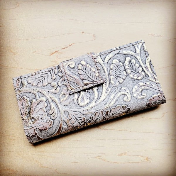 Embossed Leather Wallet in Gilded Cowboy w/ Snap